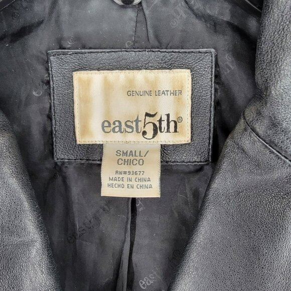 Vintage Leather Jacket Blazer Womens Black Small 90's - Picture 2 of 9